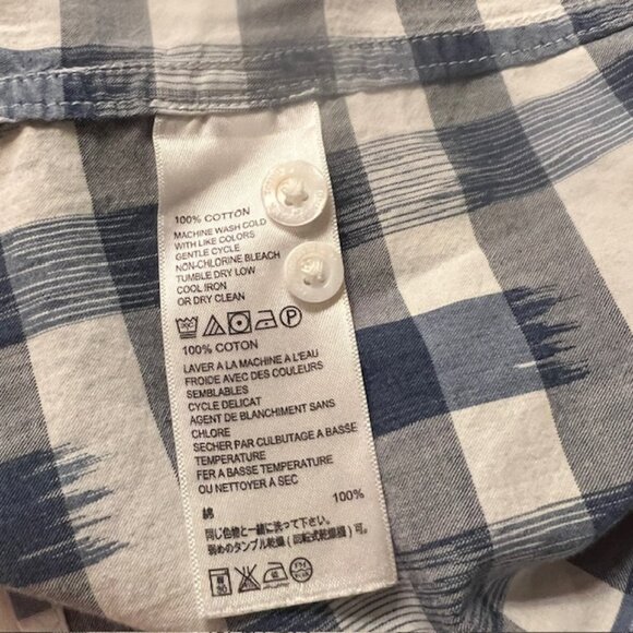 Tommy Bahama Women’s Medium Blue Check Long Sleeve Shirt 100% Cotton Button - Picture 3 of 5